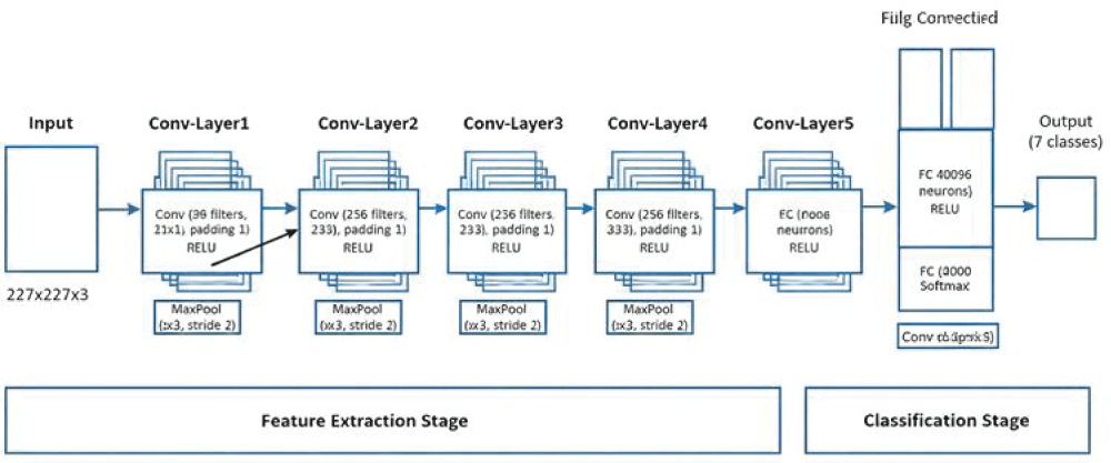AlexNet Architecture for multi-class prediction.